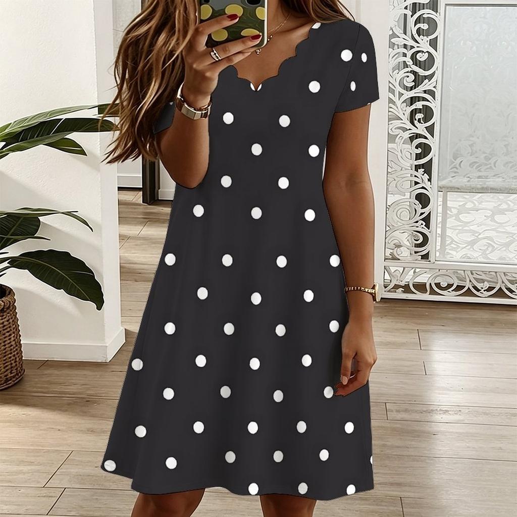 Women V Neck Watercolor Hydrangea Printed Plus Size Summer Loose Dress