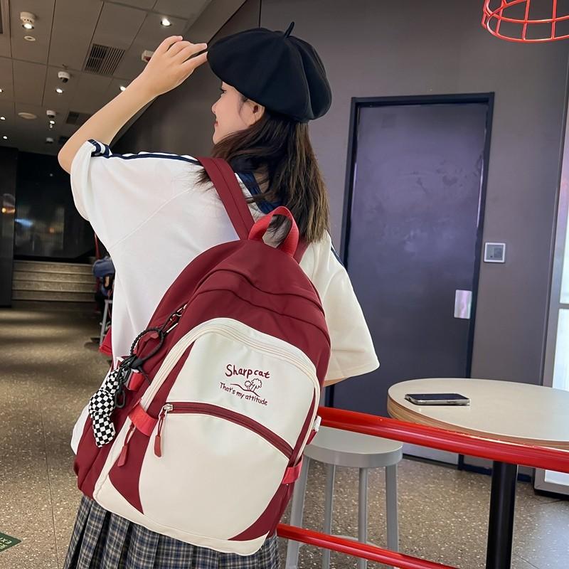 Color Matching Ins College Style Student Schoolbag Summer New Junior High School Student Backpack