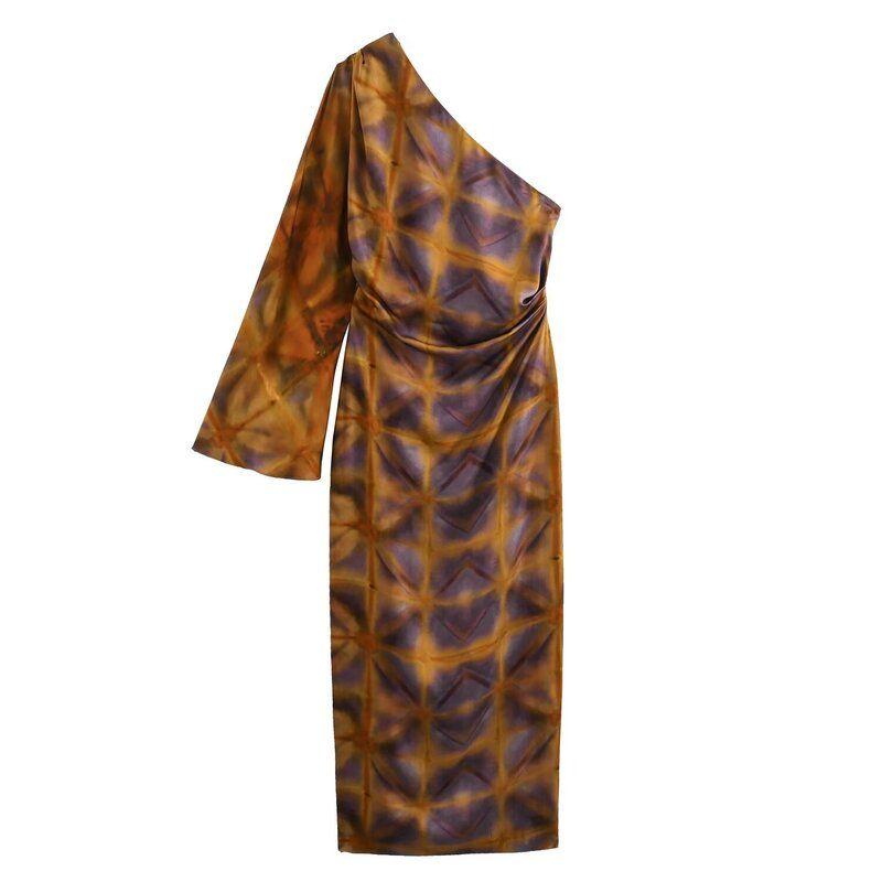 Fashion Style 2024 Summer New Arrival Women's Clothing Fashion Temperament Printed Asymmetric Dress 3410038 330