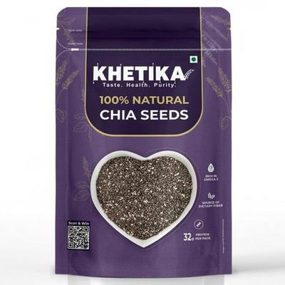 Khetika Chia Seeds 200g | Seeds, Raw Handpicked Chia Seed for Eating, Healthy Snacks, Rich In Protein & Fiber with Omega 3 Fatty Acids