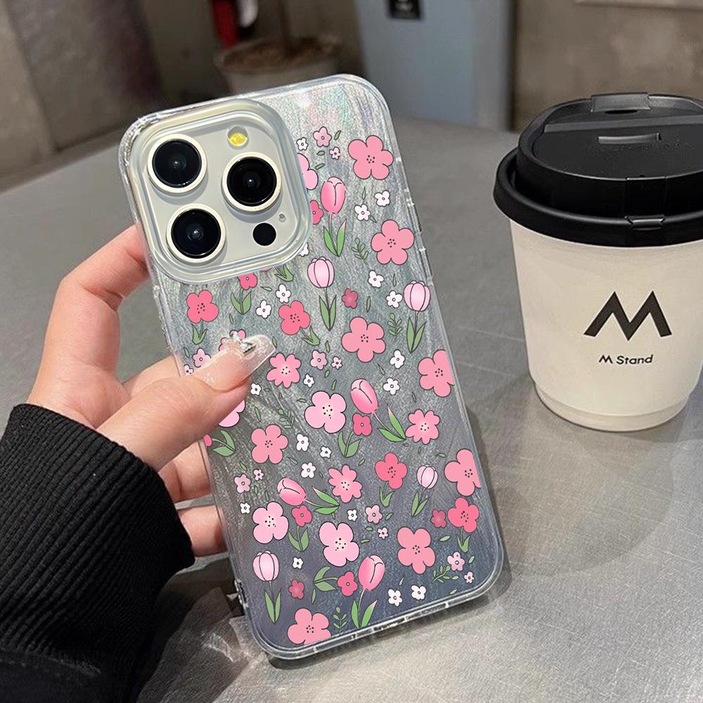 Gentle Powder Flower Mobile Phone Case iPhone15 Premium PC Matte Feel Apple 17promax Protective Case 12