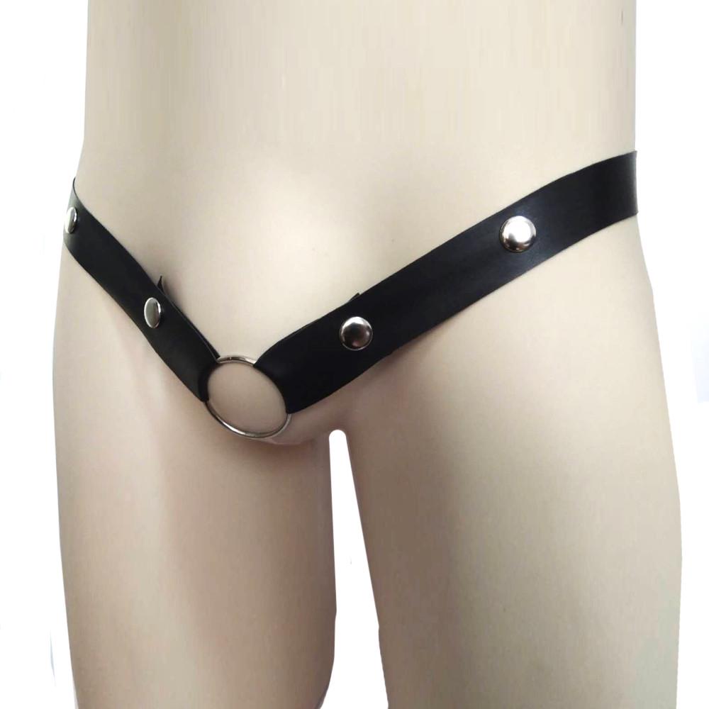 

[Брисанд] Мужская искусственная кожа однотонная заклепка Т-образная спинка нижнее белье стринги трусы