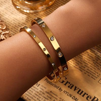 Pulseiras Clássicas de Luxo em Ouro 18k com Diamantes e Aço Inoxidável Adequadas para Viagens de Verão e Zircônia da Moda