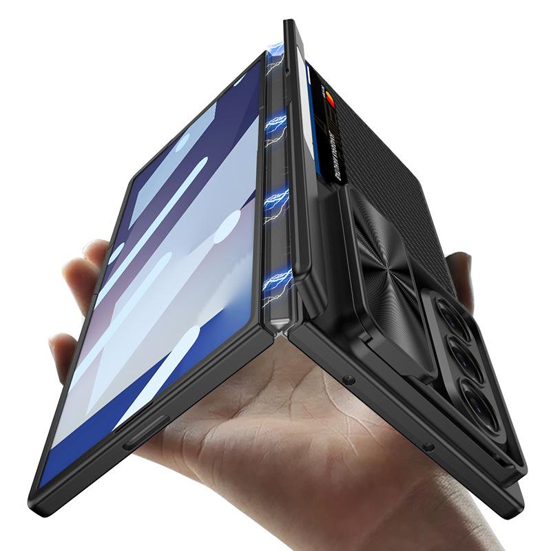 Suitable for Samsung Z Fold7 Mobile Phone Case Folding Screen Business Leather Card Bag Push Window Magnetic Suction Protection Case