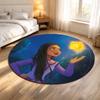 Round Rug Asha Wish Movie Heroine Holding Glowing Star In Night Forest Disney Movie Fan Bedroom Decor