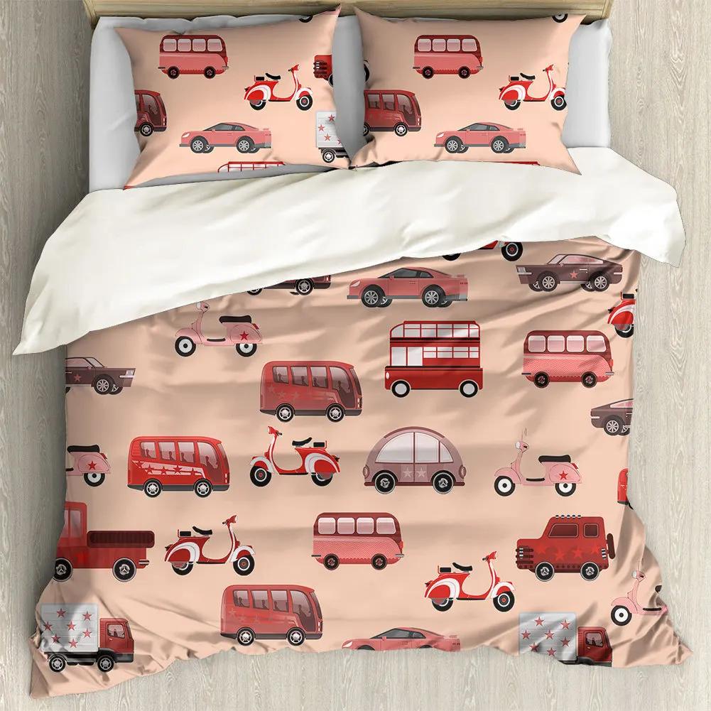 Carton Car Cover Toy Truck Bus Soft Duvet Cover Excavator Children Young Boys Young Girls Gifts Trafic Light Smal Animals Drive Bedrom Decor