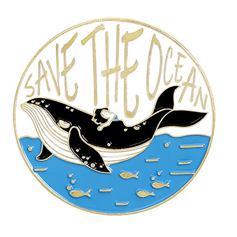 Whale Brooch Marine Animal Brooch Save Ocean Save Whale Enamel Clothing Accessories Backpack Brooch Badge Lapel Pins