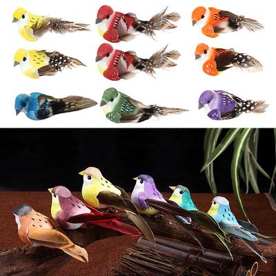 12pcs/box Artificial Birds Fake Foam Animal Simulation Feather Birds Models DIY Wedding Home Garden Ornament Decoration