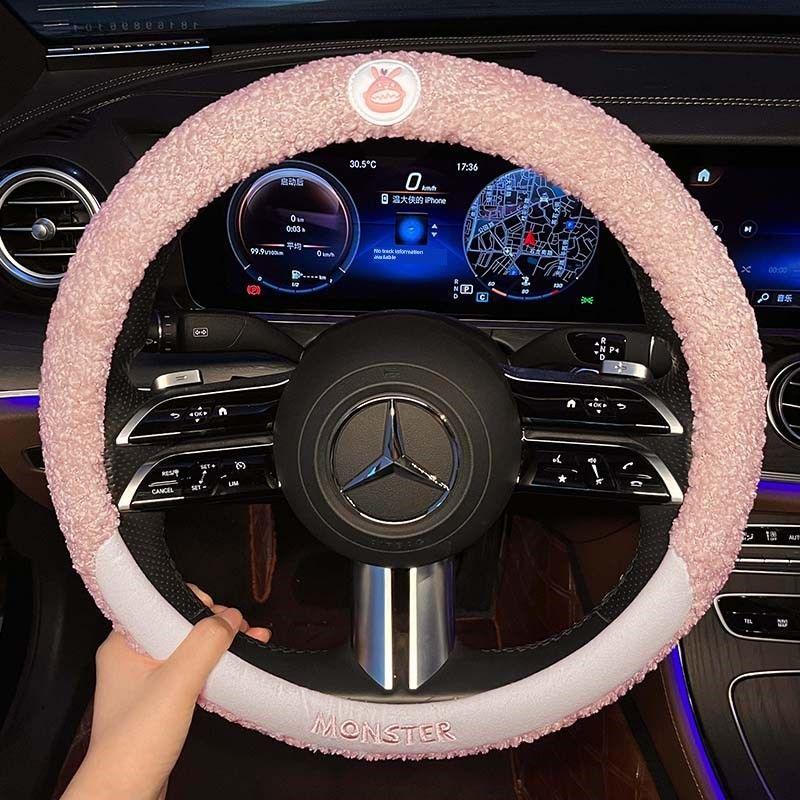 

Car Steering Wheel Cover Winter Plush Warm Cute Cartoon Non-Slip Anti-Freeze Hands Creative Trendy Car Handle Cover Mon Steering Wheel Pink Totoro Pink 38cm Universal