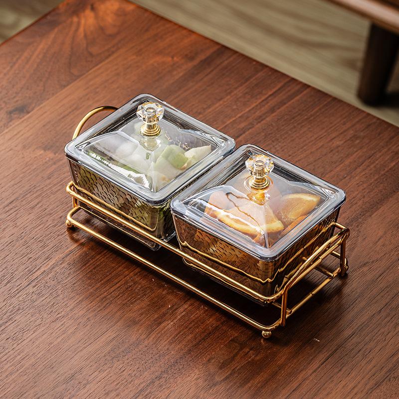 Skleněná Dělící Mísa na Ovoce Komerční Servírovací Mísa na Svačinu Talíř na Ovoce a Svačinu Elegantní Servírovací Podnos Ideální pro Večírky Bufety nebo Restaurace