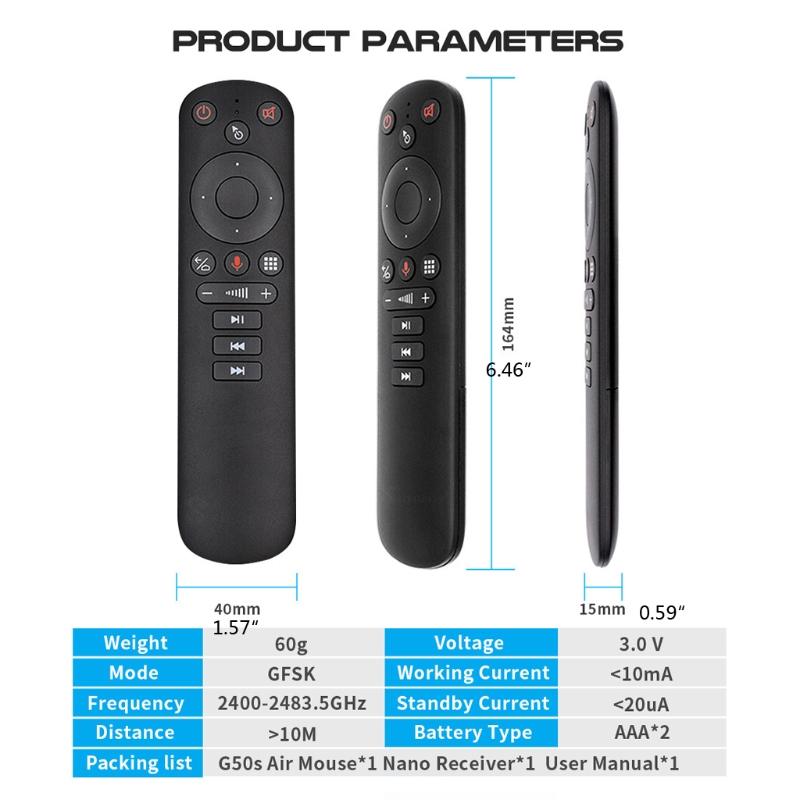 G50S Voice Remote Control 2.4G Wireless Air Mouse Gyroscope Controller for Smart TV Projector Computer