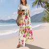 Casual Wide Leg Jumpsuits For Women Boho Floral Pleated Overalls Rompers Summer Outfits With Pockets