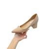 Nude Pointed Thick Heel Plus Inner Increase of 8 Cm Temperament Slightly Open-toed Pure Desire Ceiling Gentle Commuting Women's High Heels