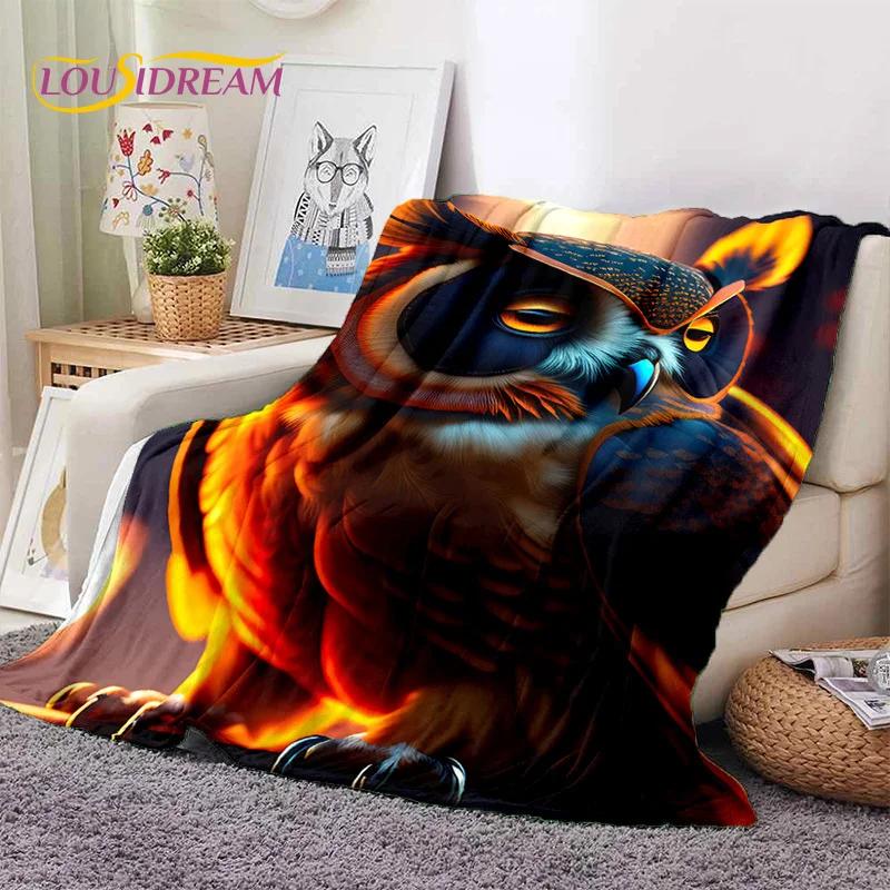 Cute Owl Eagle Birds Cartoon 3D Soft Flannel Blanket for Beds Bedroom Sofa Picnic,Throw Blanket for Cover Outdoors Leisure Gift
