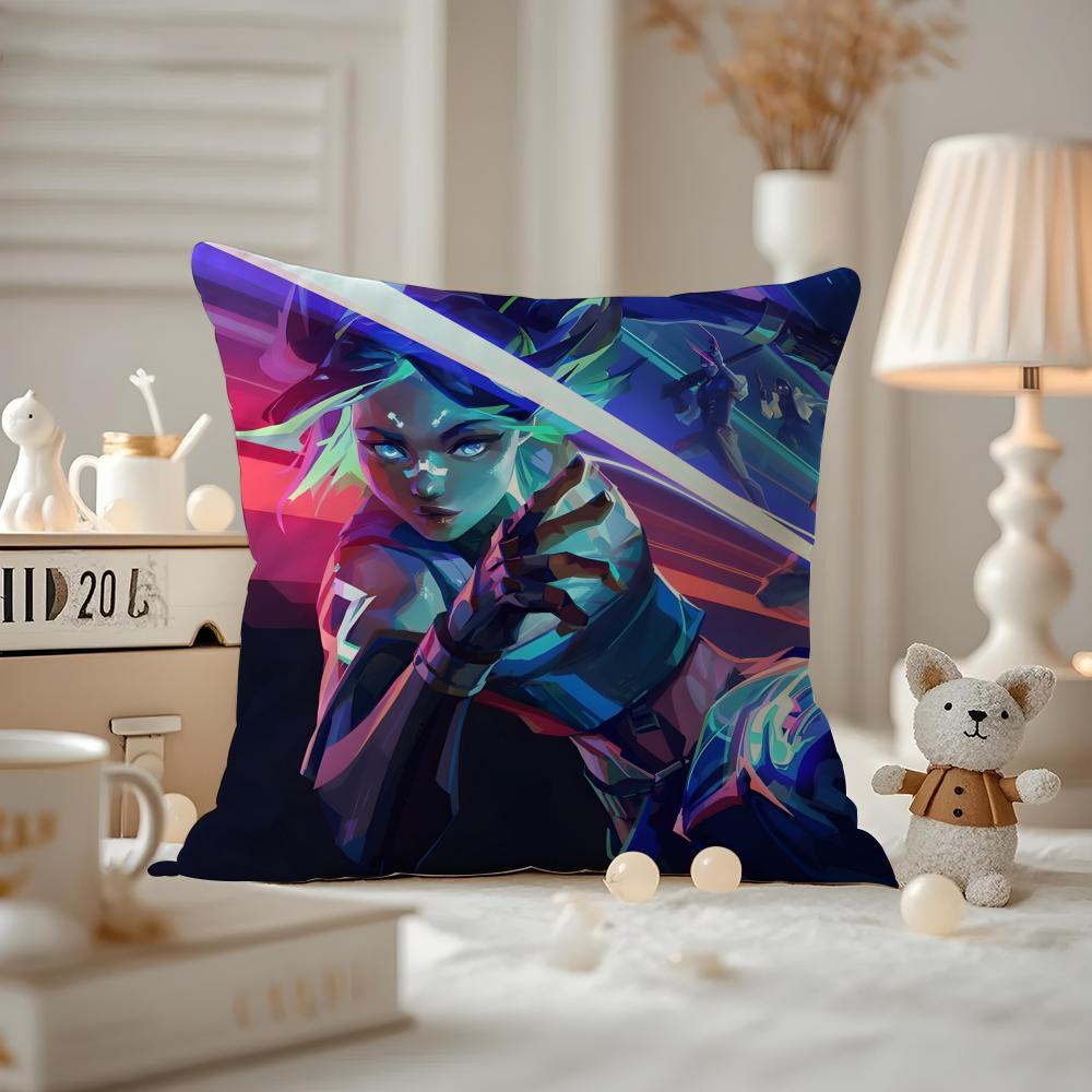 HOT Game VVALORANT Cushion Cover Antidustmite Pillowcase Invisible Zipper Silky Short Plush Sofa Cushion Cover