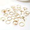 22Pcs Bohemia Cross Knuckle Rings Set For Women Gold Silver Color Heart Butterfly Snake Shape Charm Ring Fashion Daily Jewelry