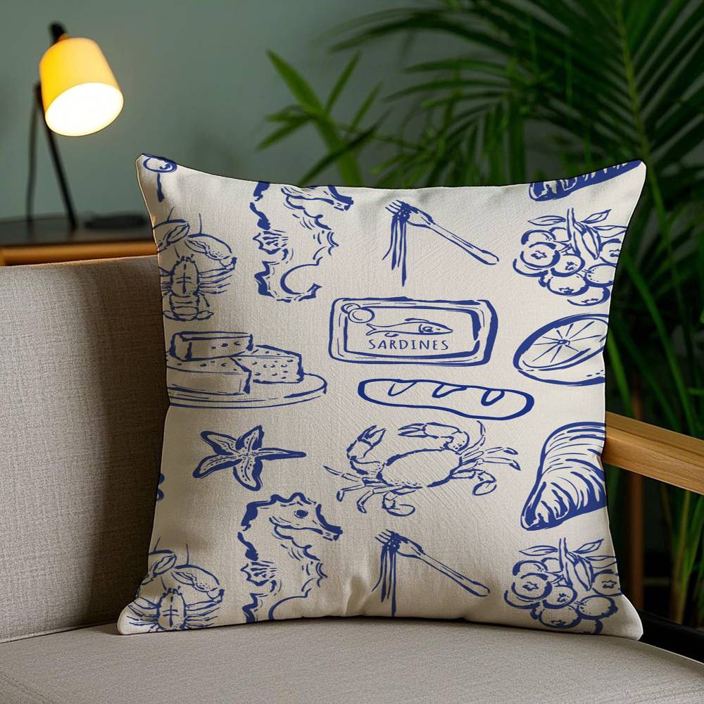 Blue Conch Fashion Pillow Case Plush Fabric Soft Pillowcase Double Sided Print Sofa Cushion Cover Throw