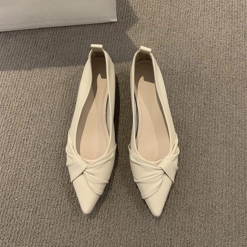 Summer Footwear Pointed Toe Pumps Shoes Women 2025 Comfortable and Elegant Office White Flats Flat On Sale Pumps Ladies