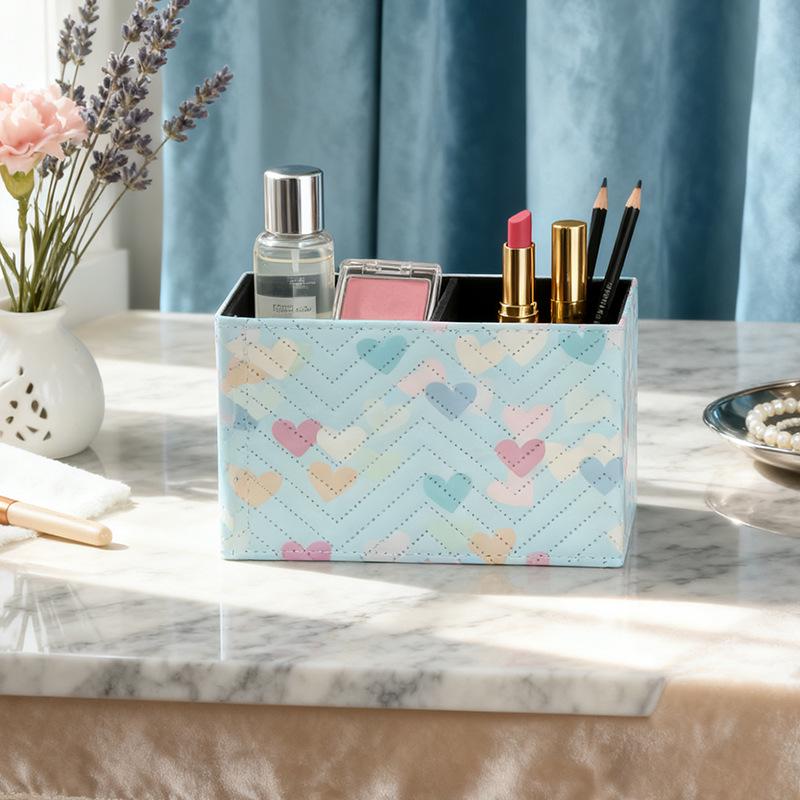 Multifunctional Leather Organizer Box for Pens, Remotes, Office & Makeup Supplies