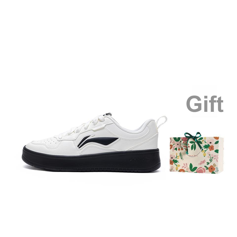 Li Ning Chuyun Retro Minimalist Casual Non-Slip Lightweight Breathable Low-Top Skate Shoes Women sneaker Off-White Black AGCV190-4