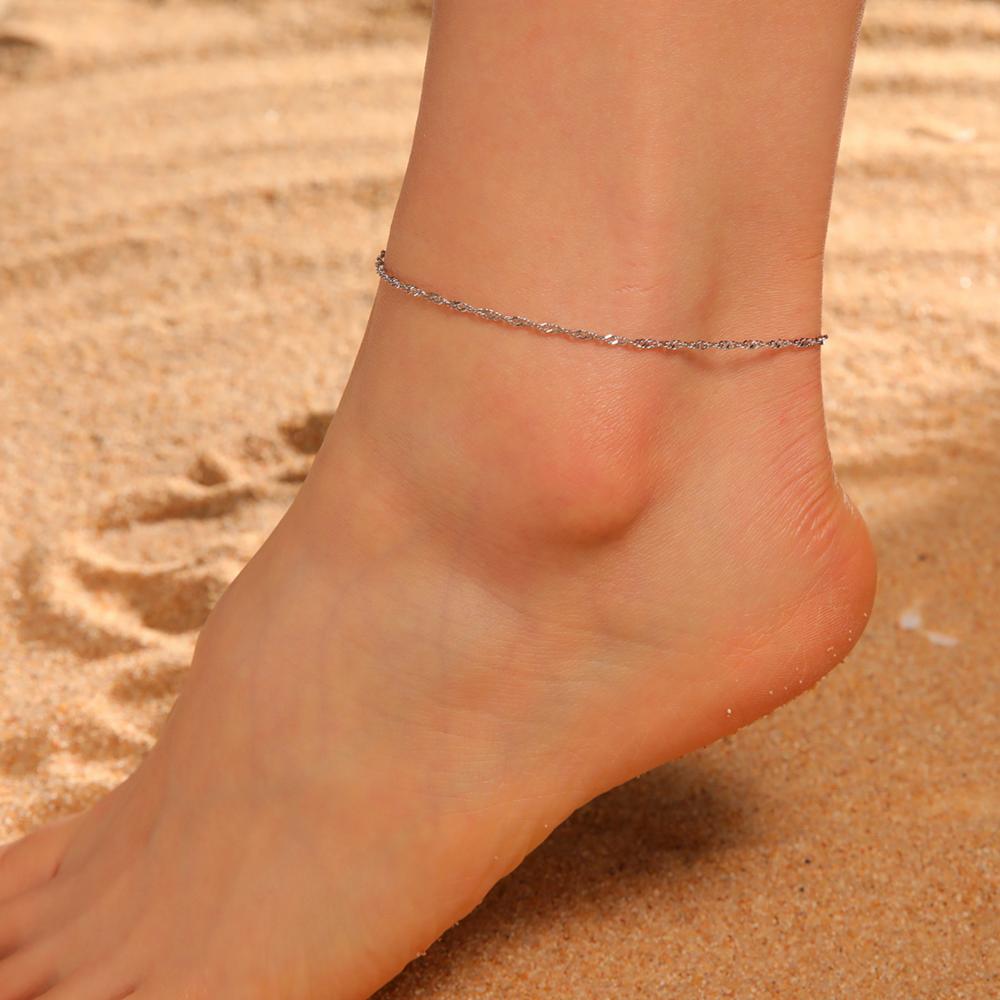 Cazador Thin Twisted Water Wave Chain Anklets for Women Stainless Steel Jewelry Bracelet on the leg Valentine's Day Gift 2026
