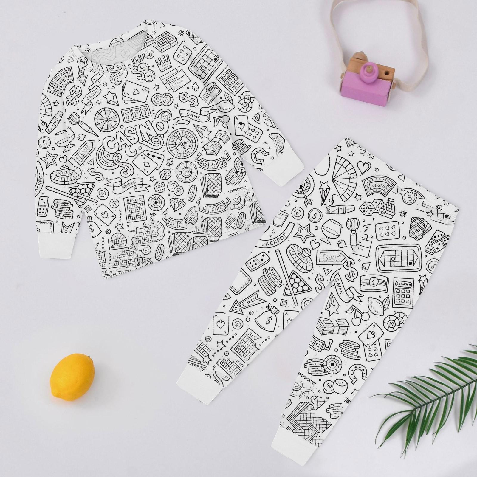 

Детский комплект домашней одежды Sketch Coloring Fun Раскрашенная вручную домашняя одежда Пижамный комплект 100