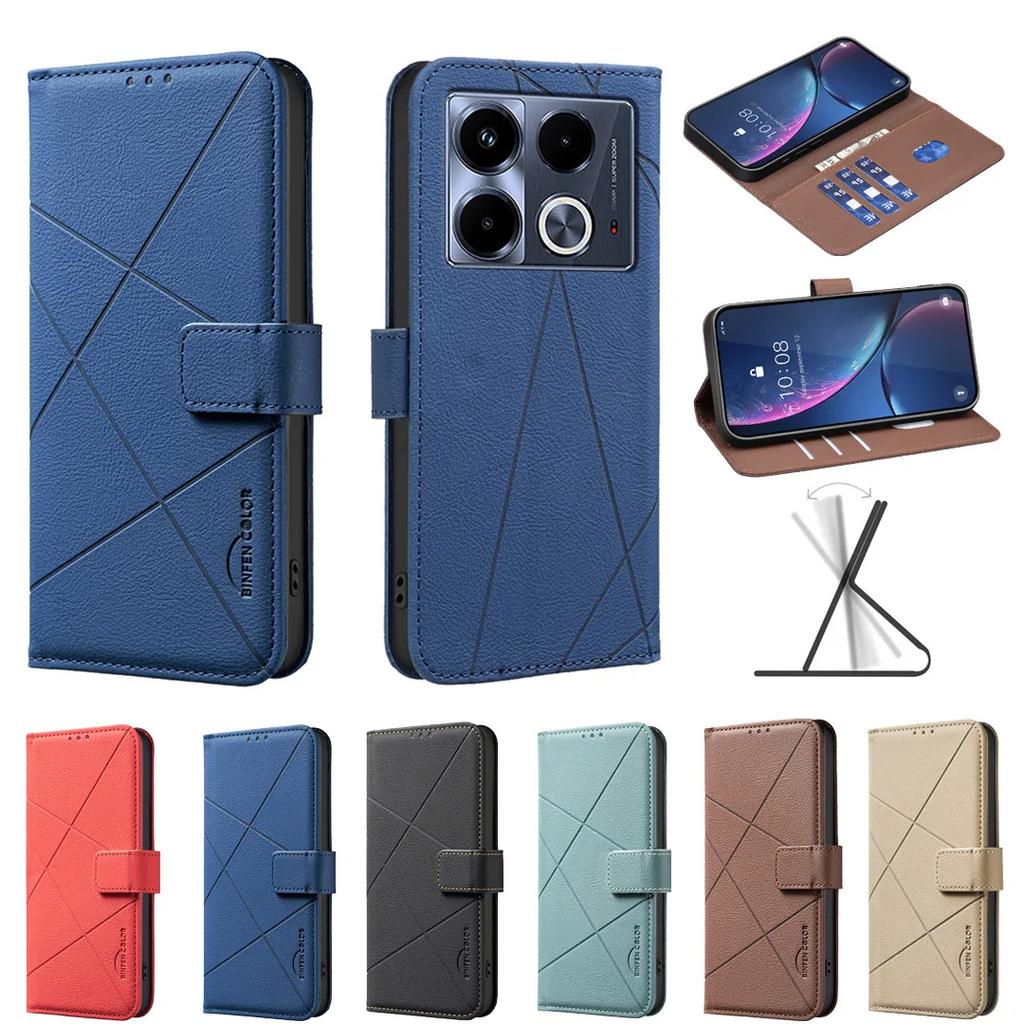 Flip Magnetic Leather Case For Infinix Note 40 4G Note 40 Pro 4G Note 40 Pro 5G Note 40 Pro Plus 5G Cover With Card Slot Stand
