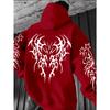 Herren Mode Kapuzenpullover mit dunklem Musterdruck, Lässiger vielseitiger Hoodie