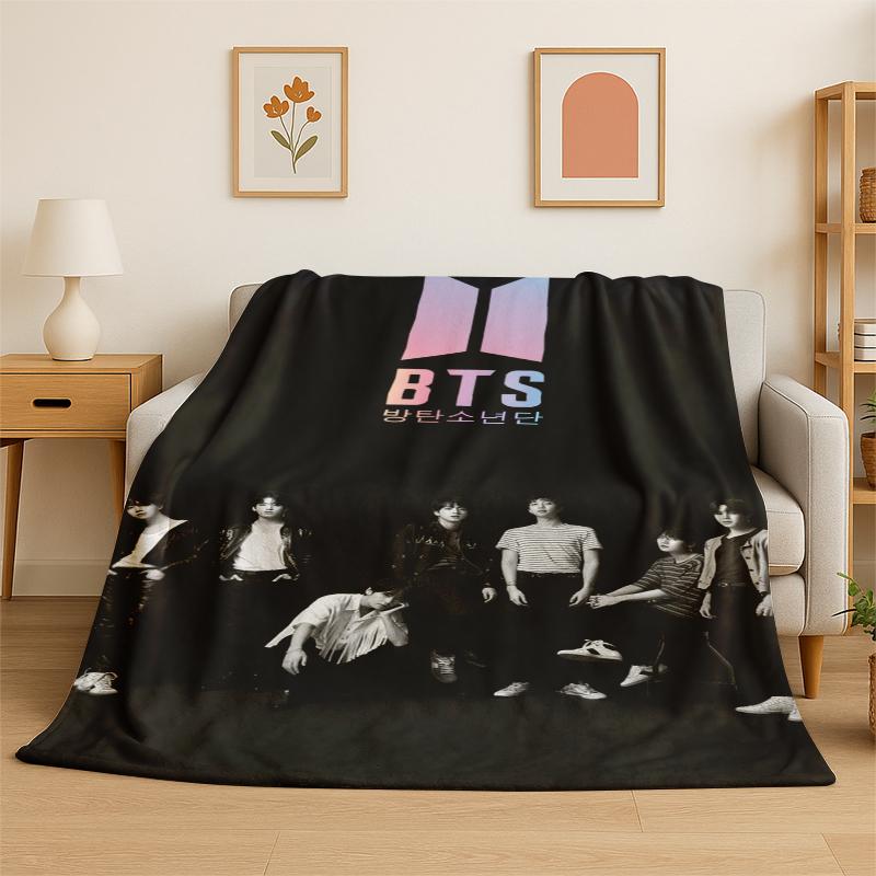 Kpop BBTS Fashion Group Stern Flanelldecke Weiche Warme Überwurfdecke für Schlafzimmer Wohnzimmer Bett Reise Camping Picknick Geschenk