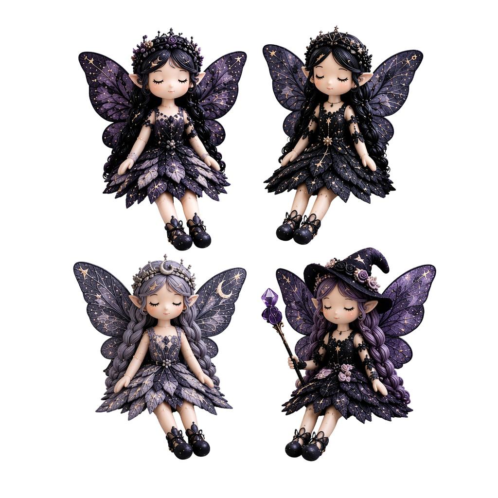 4Pcs Fairy Patchwork DIY Collection Handmade Make Winged Fairies Cloth Figurine Craft Decor & Handmade Present for Beginner