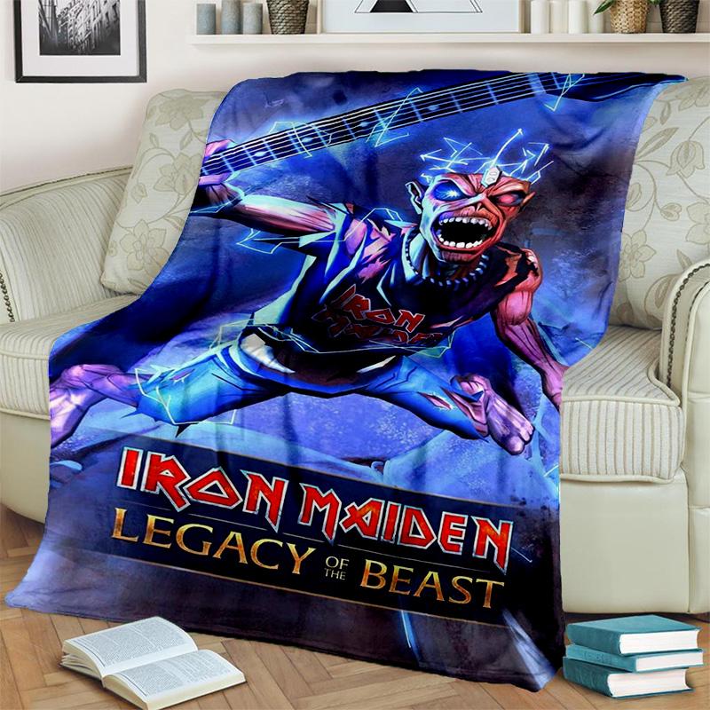 HD I-Iron Maiden Heavy Metal Band 3D Blanket,Soft Throw Blanket for Home Bedroom Bed Sofa Picnic Travel Office Cover Blanket Kid