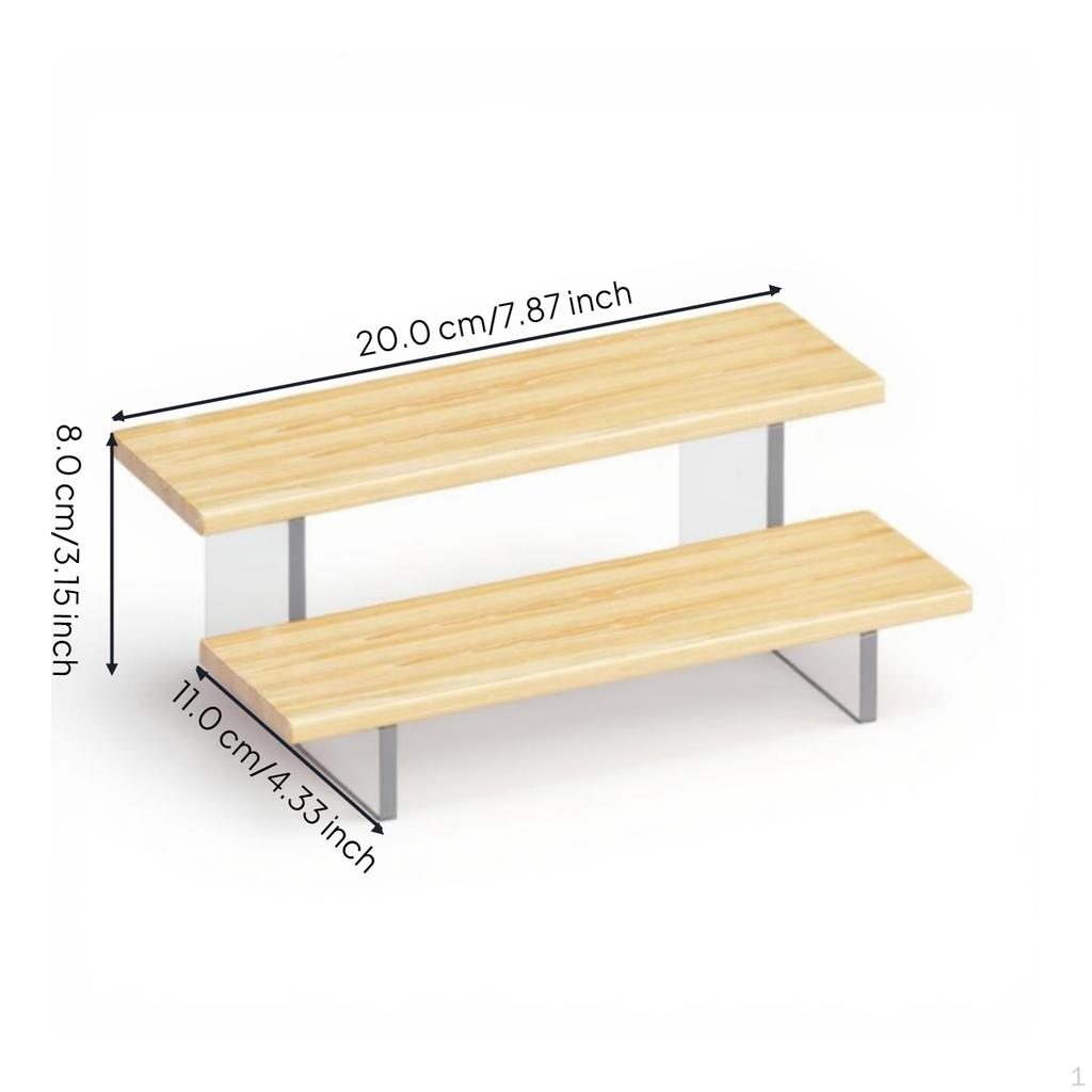 Wooden Display Stand, Acrylic Tiered Organizer, Desktop Shelf, MultiFunctional Storage for