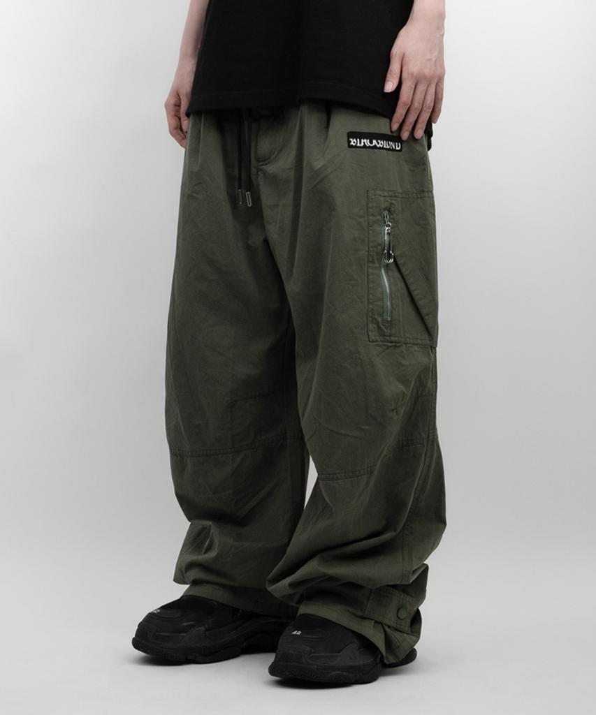 BLACKBLOND Vividi Hidden Guts Logo Wide Cargo Pants (Khaki)
