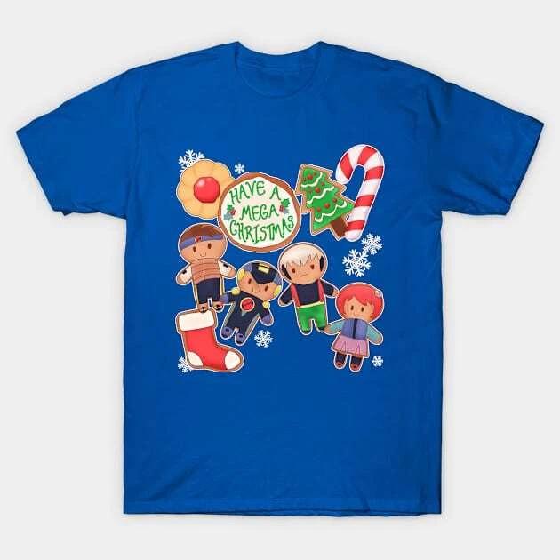 Megaman Battle Network Christmas Cookies Made in Australia T-Shirt 2XL