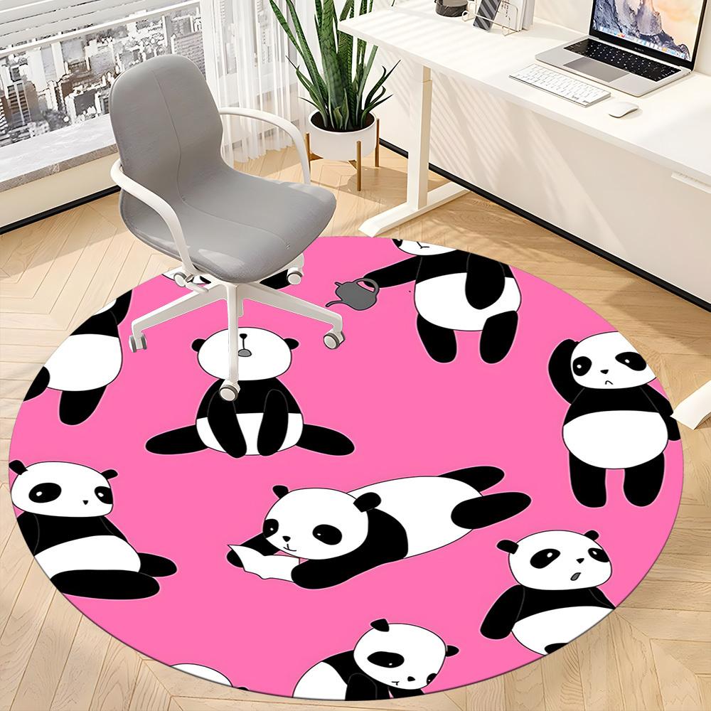1pc Panda Circle Office Round Area Rug, Under Office Chairs Bedroom Living Room Home Decor, Room Deco, Available in Various Sizes