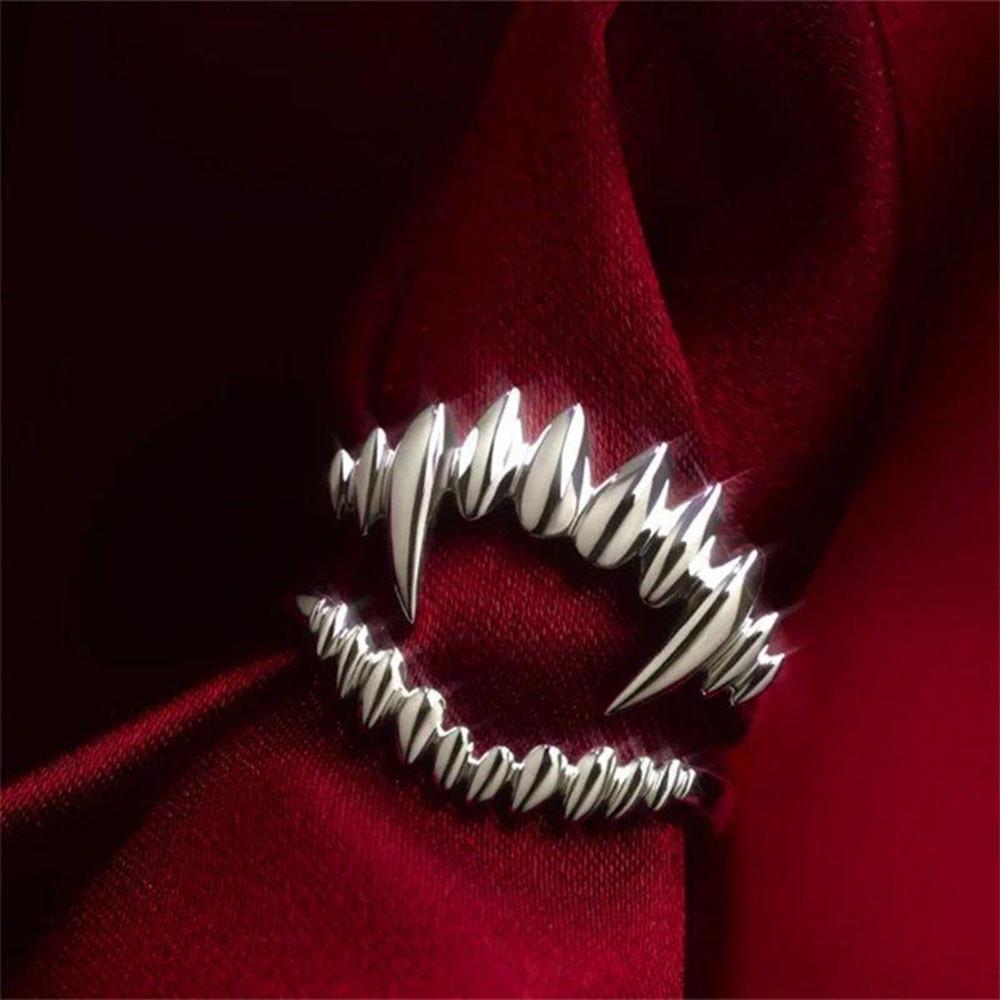 

2pcs Vampire Fang Rings For Men & Women - Perfect For Halloween Cosplay Parties Masquerade Balls & Stage Performances resizable