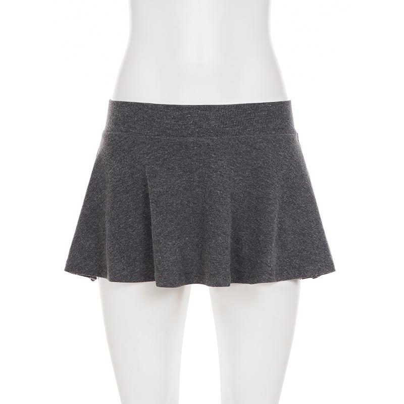 New Sweet Girly Slim Knit Versatile Solid Color Mini Skirt for Women