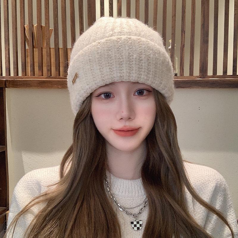 Wool Hat Korean Version Trendy Ear Protection Big Head Circumference Shows a Small Face, Fashionable New Versatile Cold Hat Autumn and Winter Warm