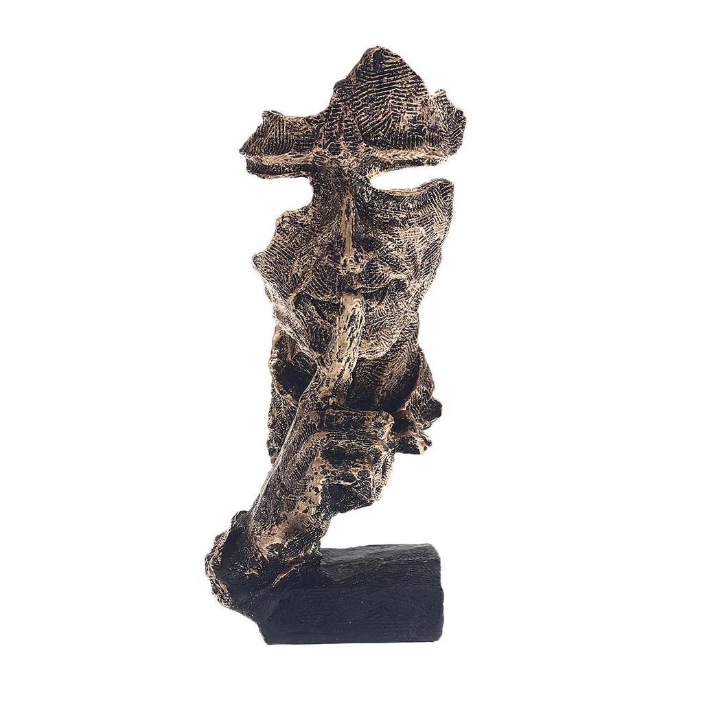 Nordic Simple Abstract Sculpture Figurine Ornaments Silence Is Gold Statue Modern Art Sculpture Home Decoration Christmas Gift