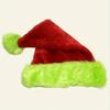 Fluorescent Green Edge Red Santa Hat Plush Double Insulation Soft Material Christmas Party Holiday Decorative Hat