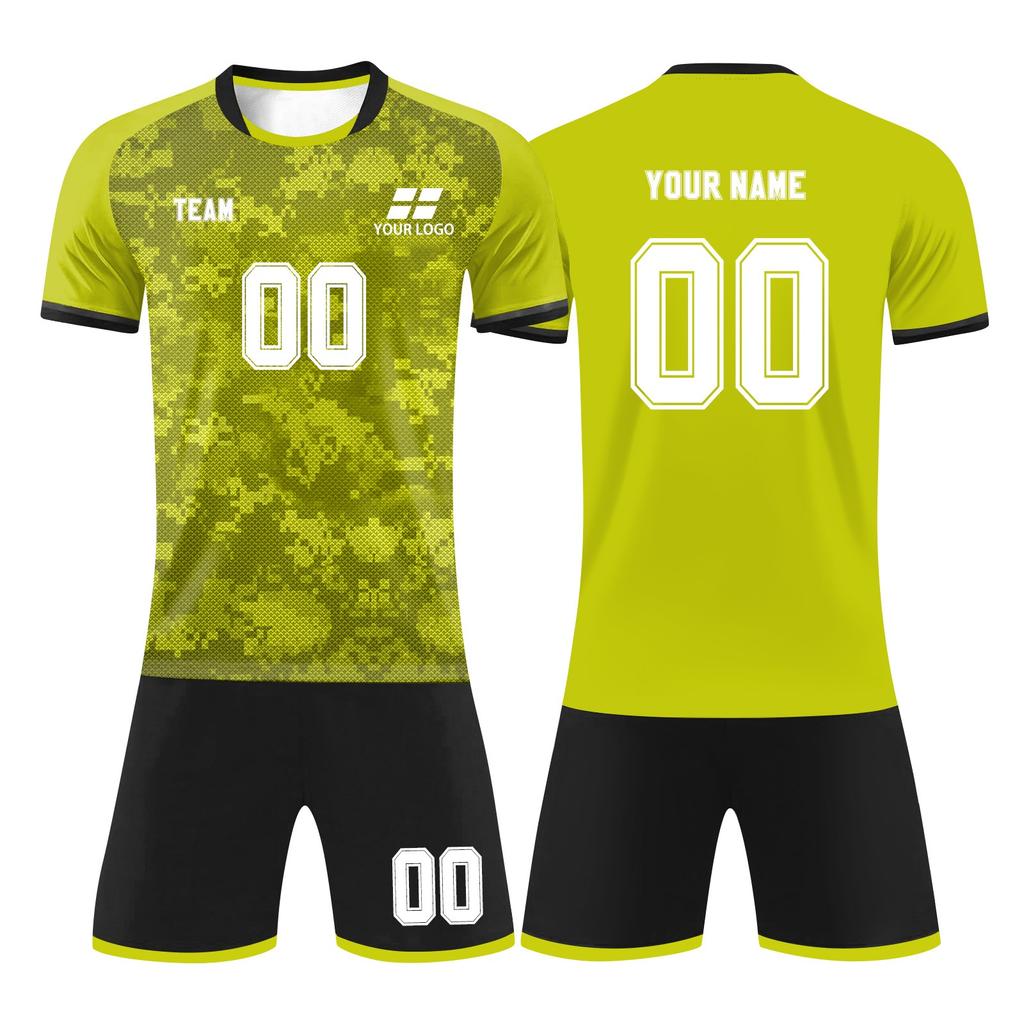 Men Soccer Uniform Set Quick Dry Short Sleeve Jersey and Shorts Comfortable Athletic Sportswear for Training Match