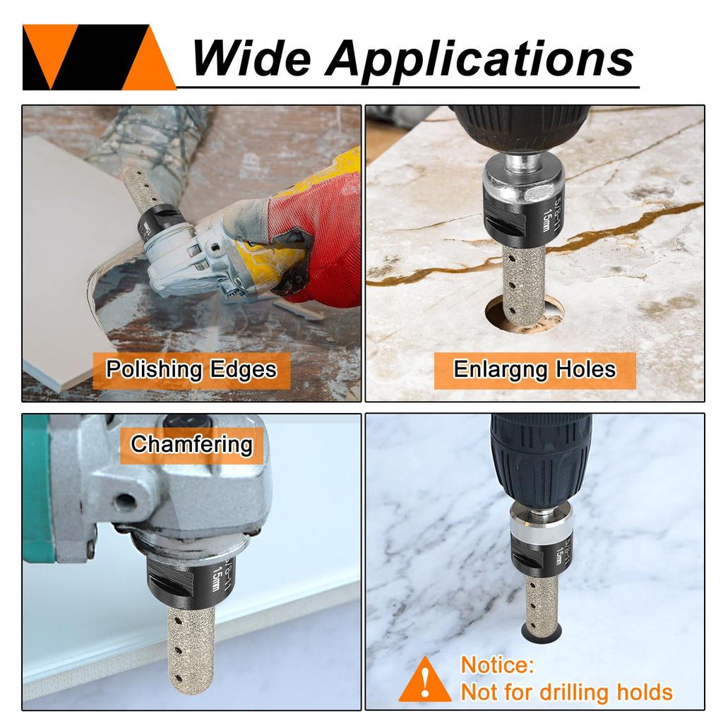 Uxcell Diamant-Fingerbohrer, Set mit 2 Stück, 20 mm Durchmesser, Trockenkern, 5/8"-11 Gewinde, Diamant-Fasenbohrer zum Aufweiten, Formen und Fräsen vorhandener Löcher in