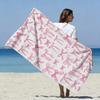 1 STKS Strikjes-stijl Extra Grote Zachte Strandlaken Roze Serie Strikjes Print Super Absorberend Geschikt voor Vakantie aan Zee en Zwembad