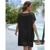 Plus Size Women's Summer Deep V Lace Up Woven Holiday Beach Bikini Smock Dress