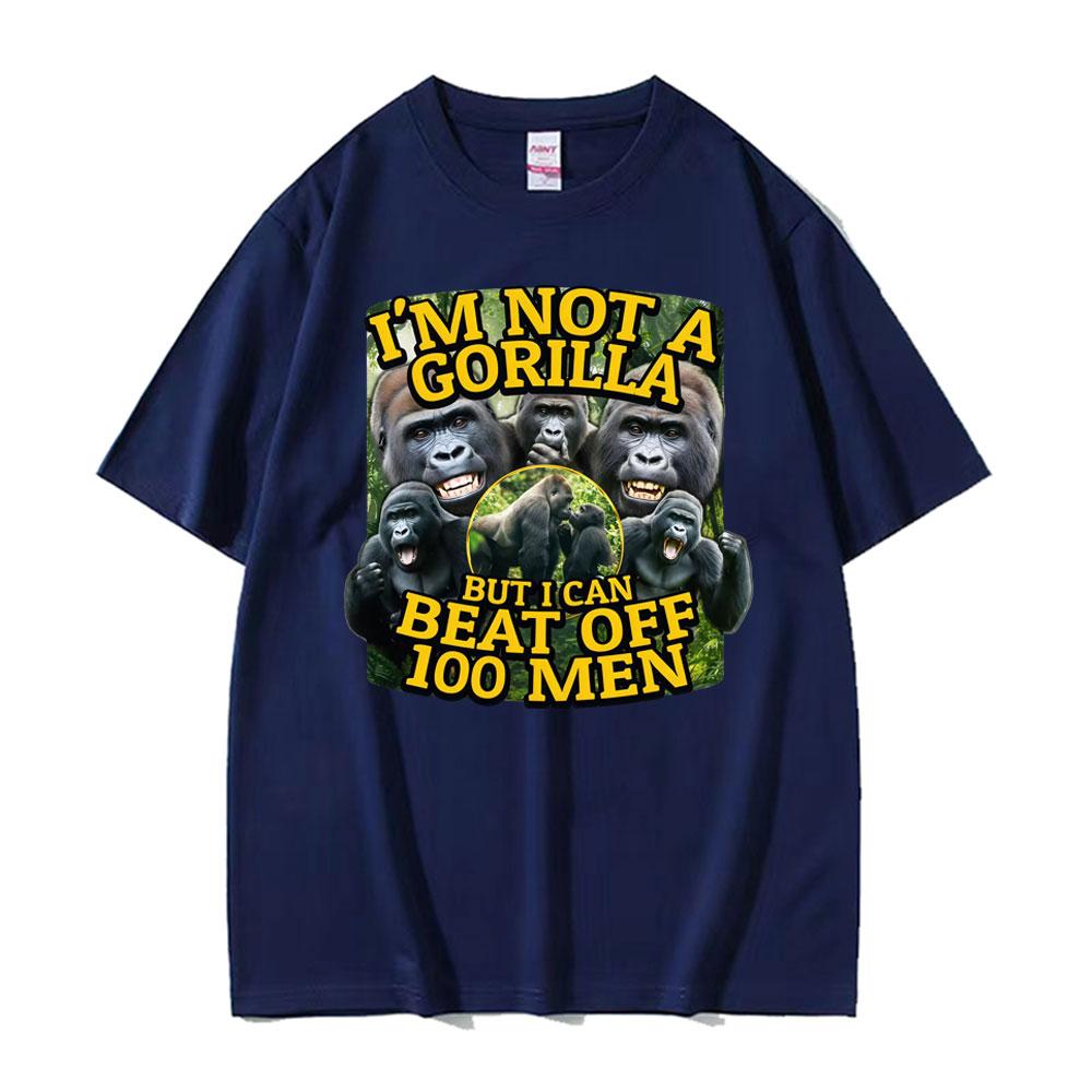 Funny Gorilla Vs 100 Men Meme Graphic T Shirts Men's Women Vintage Fashion Summer T-shirts Casual Summer High Quality T Shirt