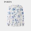 Ports Women's Sky Blue Print Long Sleeve Blouse