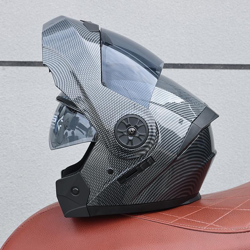 ORZ Open Face Helmet Men's and Women's Four Seasons Dual Mirror Electric Bicycle Full Helmet Tail Wing
