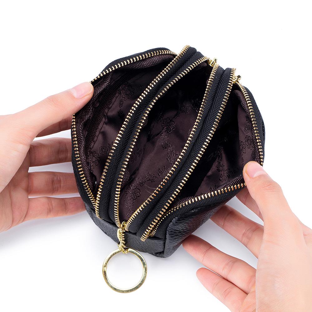 Cute Mini Genuine Leather Cowhide Coin Purse & Keychain Wallet for Ladies