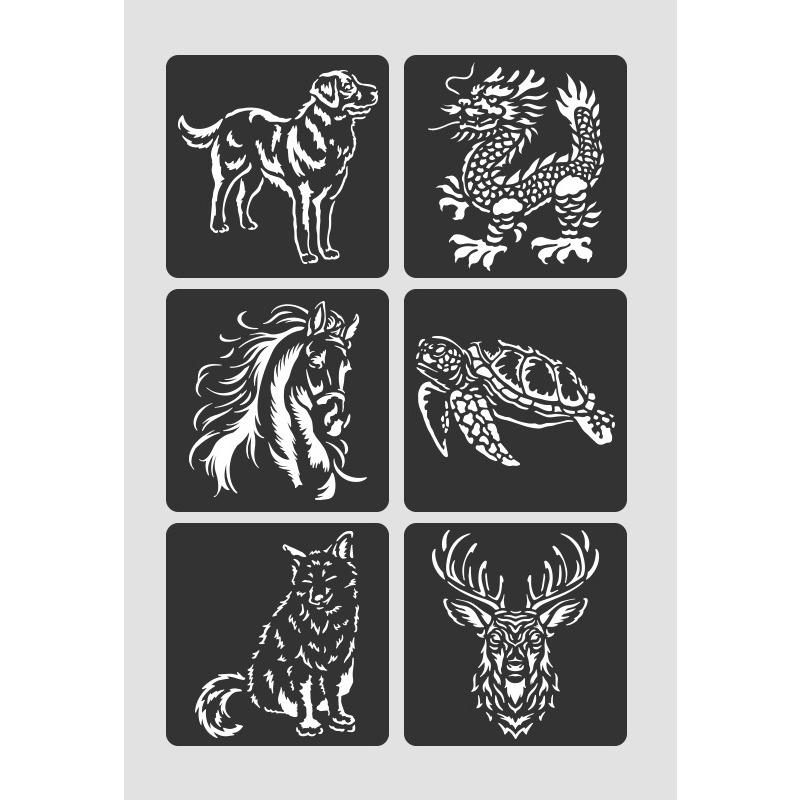 6pcs/set Floral Butterfly Stencil Templates for Scrapbook Wall Small Creative Design DIY Decor Stencils for Painting and Decor