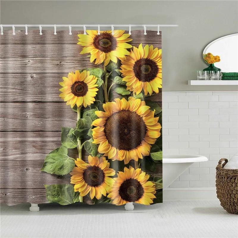 

Decorative Home Decoration Leaf Flower Sunflower Animals Fabric Shower Curtain Bath Bathing Bathroom Shower Curtain with Hooks W90xH180cm